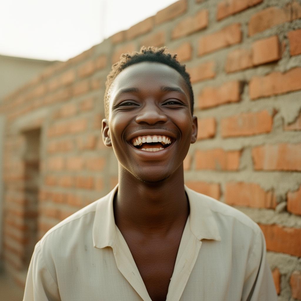 Young builder against a brick wall